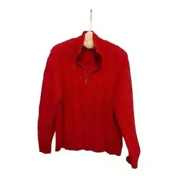 Ruff Hewn Sweaters - Ruff Hewn Women's XL Red Cable Knit Quarter-Zip Pullover Sweater